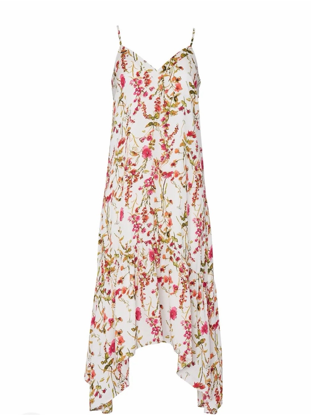 Scarf hem slip dress. Floral Slip Women’s Maxi Dress in White and Pink